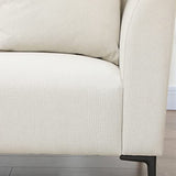 HOMCOM Canapé 3 Places de Style Moderne avec 4 Coussins, Base en Acier Noir, revêtement en Tissu Effet Lin de Couleur crème