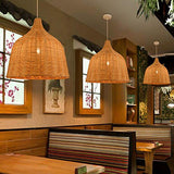 LAMP Lustre Vintage Moderne De Rotin Industrielle Romantique LED Plafonnier Luminaire Lustre Tissé à La Main Brown -60×60