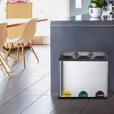 Poubelle de cuisine à pédale tri sélectif 45L (3x15L) ZOE en acier Inox avec seau