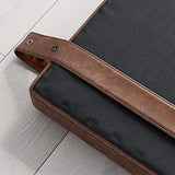 Nathan James Harlow Tête de lit rembourrée en Tissu avec Sangles en Cuir PU Vintage et Rails en métal Noir Mat, Métal Cuir, Marron/Noir, Queen Size