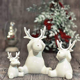 Valery Madelyn 3pcs Ensemble de décoration de Renne de Noël, Ornements en céramique de Figurines de Wapiti, décoration de Table (Hiver étincelant)