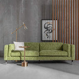 Tousmesmeubles Canapé 3 Places Velours Vert Clair - FUNCHAL - L 240 x l 95 x H 75 - Neuf