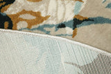 RugVista, Xenia, Fait à la Machine, Tapis, Moderne, Longue Pile, ∅ 200 cm, Rond, Oeko-Tex Standard 100, Polypropylene, Couloir, Chambre, Cuisine, Salon, Beige/Bleu