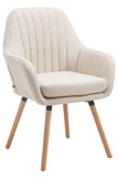CLP Chaise de Salle à Manger Confortable Florian Rembourré Revêtement en Tissu - Chaise Visiteur avec Un Design Retro Accoudoirs et Pieds en Bois - Couleurs au Choix: Crème, Nature