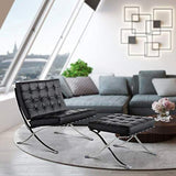 X&JJ Chaise pliante style Barcelone du milieu du siècle - Chaise de loisirs avec ottoman, chaise de salon classique moderne pour le salon, le bureau