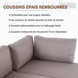 Outsunny Ensemble Salon de Jardin d'angle Design Contemporain 5 Places Coussins Marron Table Basse alu. Noir et Imitation Bois