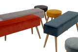 Zago Banc scandinave Velours Pieds Bois Naturel Popy
