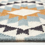 HOMESCAPES - Tapis Kilim en Laine à Motif géométrique Jaune, Fabrication Artisanale - Agra - 120 x 170 cm