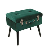 THE HOME DECO FACTORY Coffre Valise Velours Vert Bois, 50 x 46 x 35 cm