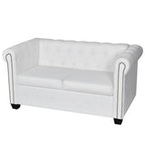 vidaXL Canapé Chesterfield de 2 places et 3 places Blanc Mobilier de salon Sofa
