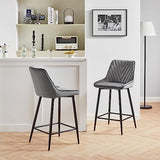 TUKAILAi Lot de 2 tabourets de bar en velours avec siège et dossier rembourrés - Chaises de comptoir de cuisine, tabourets de bar avec pieds et repose-pieds en métal noir pour salle à manger, bar,