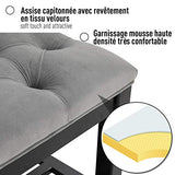 HOMCOM Banc Banquette capitonnée Style Classique Chic Banc à Chaussures dim. 108L x 45l x 46H cm Bois Massif Caoutchouc Noir Polyester Gris