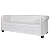 vidaXL Canapé Chesterfield de 2 places et 3 places Blanc Mobilier de salon Sofa