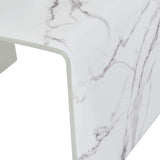 Tidyard Table Basse en Verre Trempé avec Un Aspect de Marbre Unique Style Moderne Blanc 50 x 50 x 45 cm