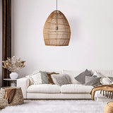 Paco Home Suspension Salon Boho Lampes En Osier Rotin Salle À Manger Lampe Papier E27, Type de lampe:Lampe à suspension - Type 2, Couleur:Noir (Ø52 cm)