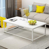 JBVG Tables à café Table de Cocktail Accent Meubles pour Salon avec Table Basse rectangulaire de Cadre en métal pour Salon Chambre à Coucher (Color : White, Size : 100x48x46cm)