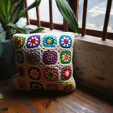 dedepeng Housse de coussin en crochet faite à la main - 45 x 45 cm - Carré - Pour la maison, la chambre à coucher, le bureau - Décorative