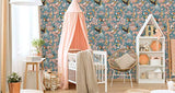 Muralo Papier Peint Feuilles, Fleurs et Oiseaux Exotiques Vinyle Faune et Flore Décoratif Végétation - 241512695