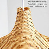Suspension Rotin Osier Bambou, Abat Jour Osier Rotin Suspension, Traditionnel et Rustique pour Suspension. Fait Main Lustre en Rotin/Osier Tressé Nature. Rural Abat Jour Plafond Original (35cm)