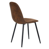 FITATHOME Lot de 4 Chaises Tendance Scandinave Rétro Vintage Suède Marron Pied Métal Noir Salle à Manger Salon Bureau Chambre