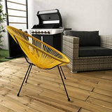 Alice's Garden Fauteuil Acapulco Forme d'oeuf - Jaune - Fauteuil 4 Pieds Design rétro, Cordage Plastique, intérieur/extérieur