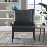 CLIPOP Fauteuil rétro Moderne avec Cadre en métal et Coussin en Cuir synthétique pour Salon, Chambre à Coucher, Salon (Noir)