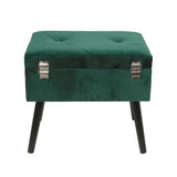 THE HOME DECO FACTORY Coffre Valise Velours Vert Bois, 50 x 46 x 35 cm