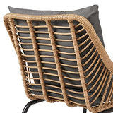 IDIMEX Chaise de Salle à Manger Albedo Imitation rotin, Fauteuil d'intérieur ou d'extérieur pour Jardin en polyrattan résistant aux UV et Acier Anti-Rouille laqué Noir, avec 2 Coussins Gris