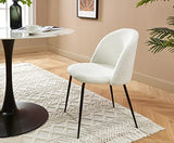 BAÏTA Chaise Esmee Tissu Bouclette écru Pieds métal Noir