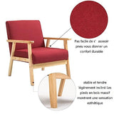Mingone Fauteuil de Salon en Bois Chaise Longue Relax Chaise D'appoint avec Accoudoirs Chaise de Canapé de Loisirs en Lin pour Salon Chambre Vérandas, Rose
