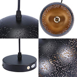 Asvert Suspension Luminaire Industrielle Lampe Suspendue Orientale Ajouré Noir Lustre Percé Abat-jour Métal Bol E27 Lampe de Plafond pour Maison Salon Restaurent Loft Bar [Classe énergétique A++]