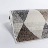 mynes Home Tapis moderne à poils courts en beige, gris, marron avec motif géométrique triangulaire, convient également comme tapis de salon et chambre d'enfant (120 x 170 cm)