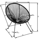 TecTake 800729 2 Fauteuils Acapulco de Jardin de Salon Design rétro, pour Un Usage en intérieur et extérieur - Plusieurs Couleurs - (Noir | no. 403302)