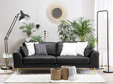 Beliani Canapé Fixe 3 Places en Cuir et Cuir PU Noir avec Pieds Dorés pour Salon au Design Moderne et Glamour