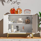 Anmytek Meuble de rangement, buffet, armoire de bar, 2 portes, meuble de cuisine, buffet avec rotin naturel, blanc, H0013