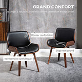 HOMCOM Lot de 2 chaises de Salle à Manger Style Vintage Assise revêtement synthétique Noir et Pieds en Bois