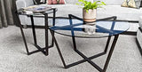 Mango Steam Table Basse Rond en Verre, Dessus Clair et Base Noire