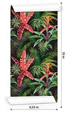 Muralo Papier Peint Feuilles de Palmier et Fleurs Exotiques Vinyle Décoratif Jungle Nature - 163628115