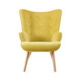 ZONS YPOS Fauteuil en Velours et Pieds en Bois 69x76xH98cm Jaune