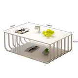 Table basse Cadre en acier industriel vent café Table carrée artificielle Conseil Countertop End Table for Salon Canapé thé Tables basses de salon (Color : White)