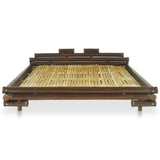 Festnight Lit en Bambou Lit en rotin Cadre de Lit 160 x 200 cm LIt sommier Lit pour Adulte lit Adultes 160 x 200 cm Marron foncé