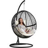 TecTake Chaise hamac avec Support en Résine Tressée Fauteuil Suspendu de Jardin Balancelle Transat - diverses Couleurs au Choix - Lancelle transat - diverses Couleurs au Choix - (Negro | No. 401777)