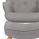 Fauteuil scandinave + pouf Lylou Tissu Gris clair