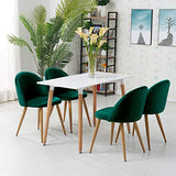 Lot de 2 chaises de salle à manger en velours capitonné avec dossier et pieds en métal pour salle à manger, salon et chambre à coucher, Velours tissu, Vert, 46*46*77cm
