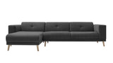 Bobochic LUNA Canapé d'Angle Gauche Fixe 3 places  avec Pouf Gris Foncé, 308 x 166 x 75 cm