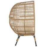Beliani - Fauteuil Cocon - Veroli - en Rotin PE et Acier, Naturel, Coussins Beiges