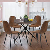 Homy Casa Lot de 4 Chaises 44x44x87cm Scandinave Rétro Vintage en Suède Marron Pied Métal Noir