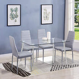 GOLDFAN Table à Manger en Verre Table Rectangulaire en Verre Table Cuisine Salon Tables de Salle à Manger avec Pieds en Métal, Argent