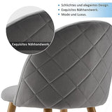 TUKAILAI Lot de 2 Fauteuil Chaise de Salle à Manger Velours Gris Chaise de Bureau Ergonomique Pieds Métal avec Finition en Bois Gris