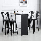 HOMCOM Lot de 4 tabourets de Bar Industriel avec Dossier Hauteur Assise 76,5 cm métal Noir
